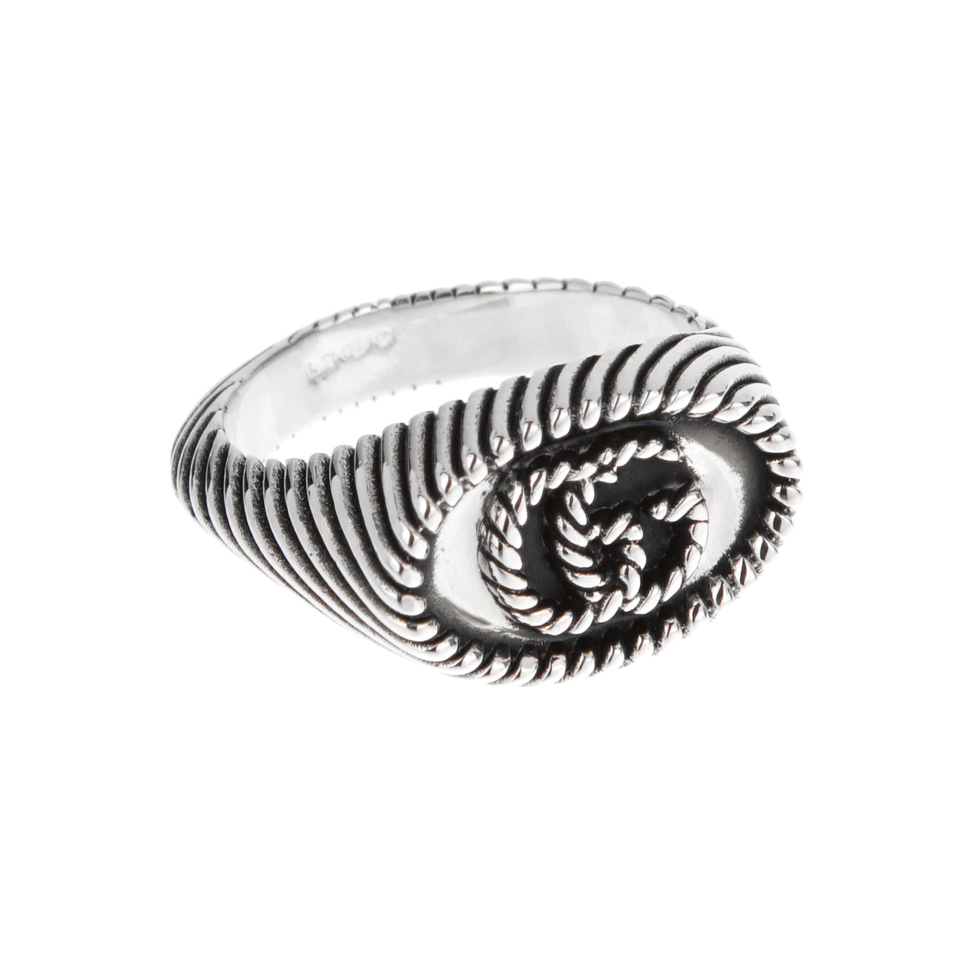 Gucci Interlocking G Seil Motiv Sterling Silber Ring im Zustand „Neu“ im Angebot in Feasterville, PA