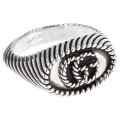 Gucci Interlocking G Rope Motif Sterling Silver Ring