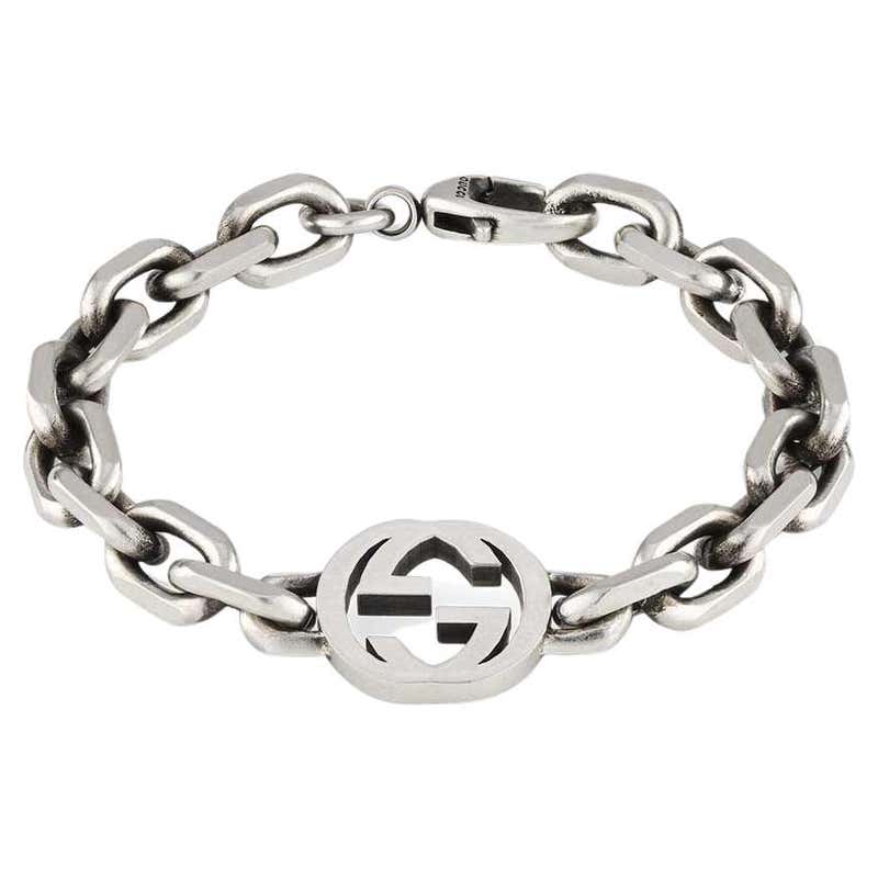 Gucci Heart Silver Interlocking G Bracelet YBA645546001 For Sale at 1stDibs
