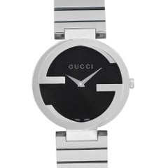 Gucci Interlocking G Stainless Steel Black Dial Quartz Ladies Watch YA133307