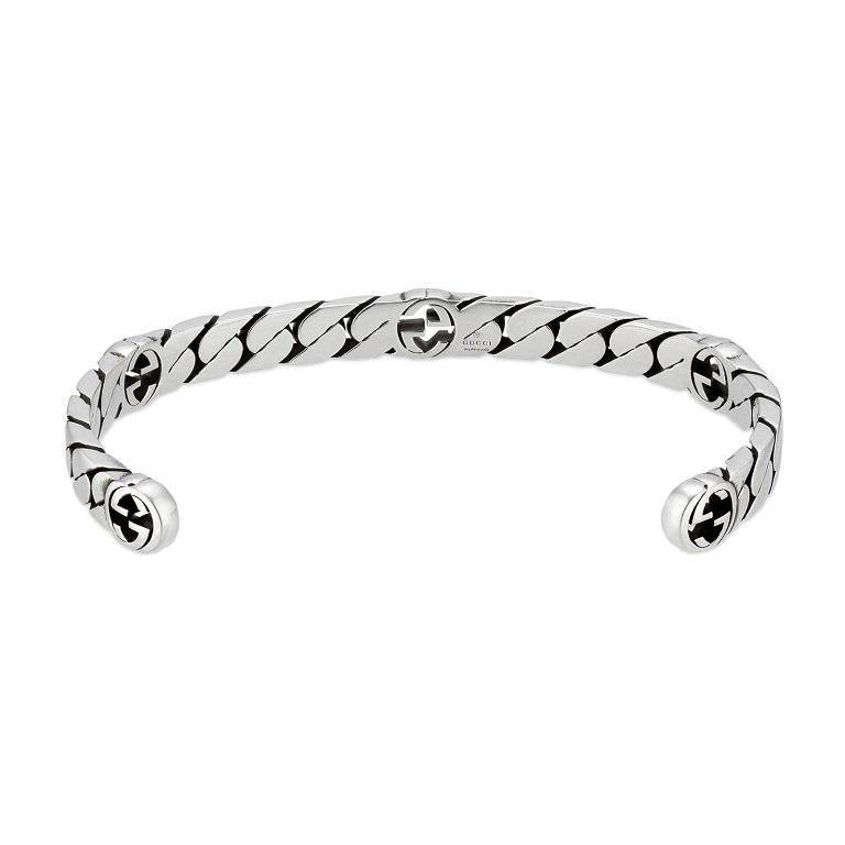 Gucci Bracelet manchette en argent sterling YBA661526001 avec diamants imbriqués Neuf - En vente à Wilmington, DE