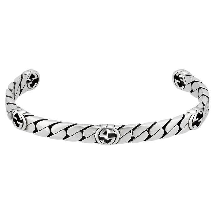 Gucci Bracelet manchette en argent sterling YBA661526001 avec diamants imbriqués en vente