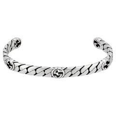 Gucci Bracelet manchette en argent sterling YBA661526001 avec diamants imbriqués