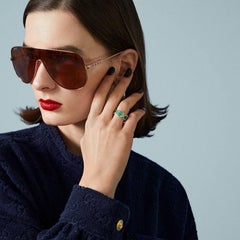 Gucci Interlocking G Sterling Silver Enamel Green Ring YBC753640001