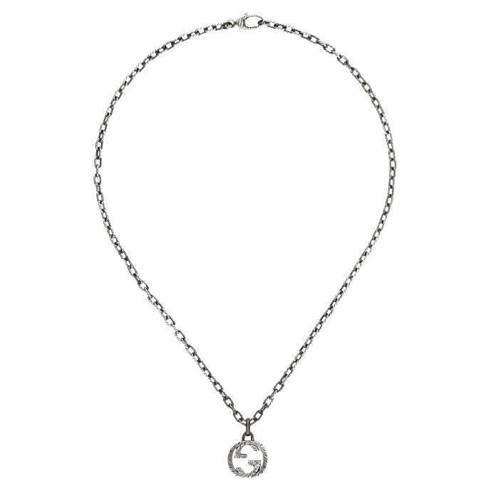 Gucci Interlocking G Sterling Silver Necklace YBB455307001 For Sale