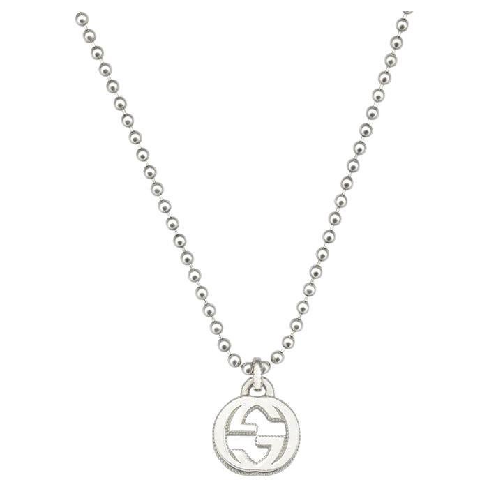 Gucci Interlocking G Sterling Silver Pendant Necklace YBB479217001 For Sale