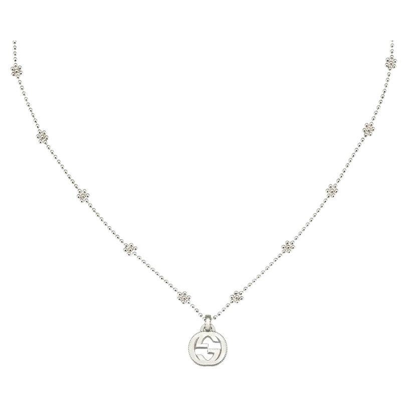 Gucci Interlocking G Sterling Silver Pendant Necklace YBB479221001 For Sale