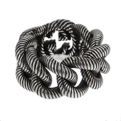 Gucci Interlocking G Sterling Silver Twisted Rope Chain Ring Sz 8