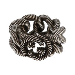 Gucci Anello a catena intrecciata con G in argento Sterling Sz 8