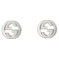 Gucci Interlocking G Stud Earrings 925 Sterling Silver 