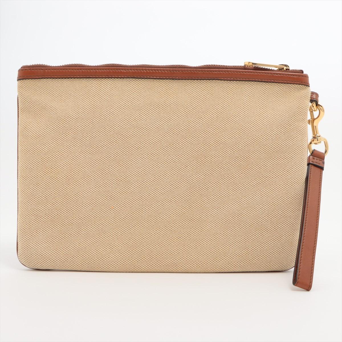 Gucci Interlocking G Web Canvas  Pouch Beige In Good Condition In Humacao, PR