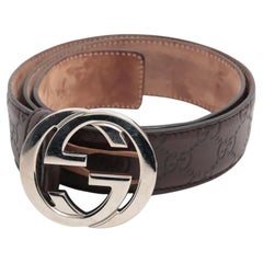 Gucci Interlocking GG Leather Belt Brown