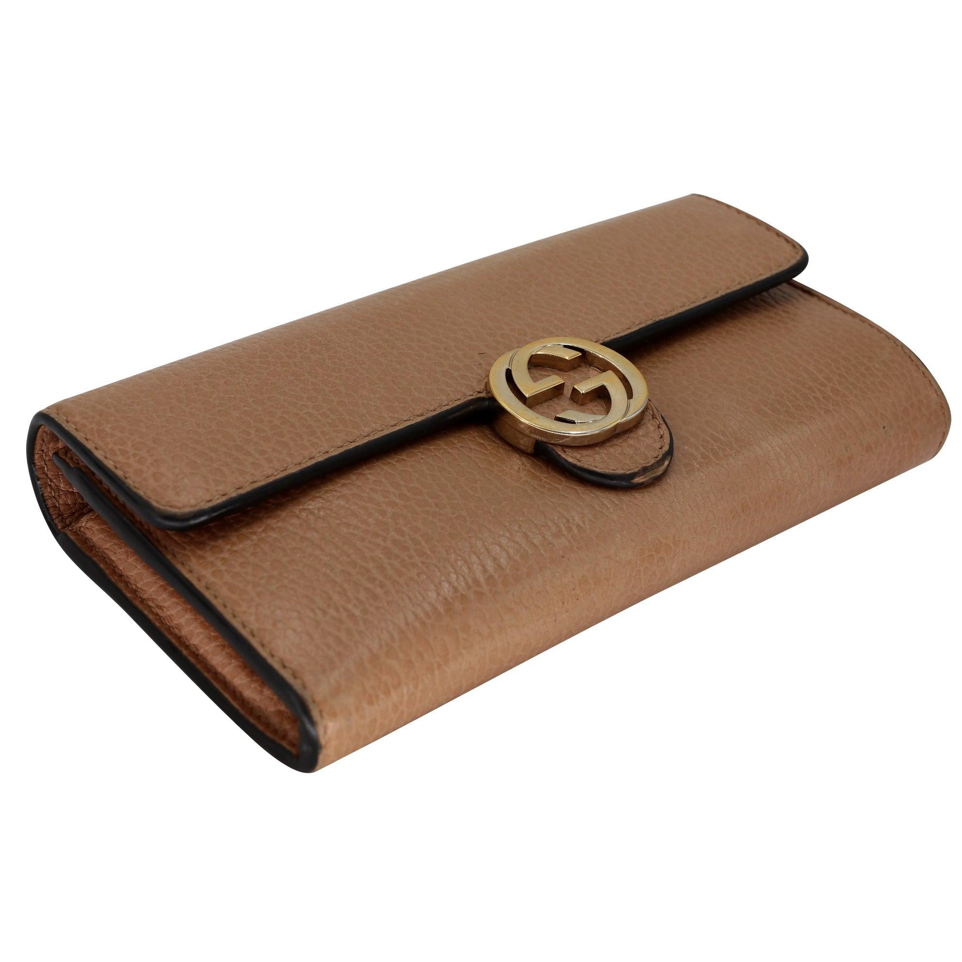Brown Gucci Interlocking GG Leather Zip Around Long Wallet GG-W1111P-0005 For Sale