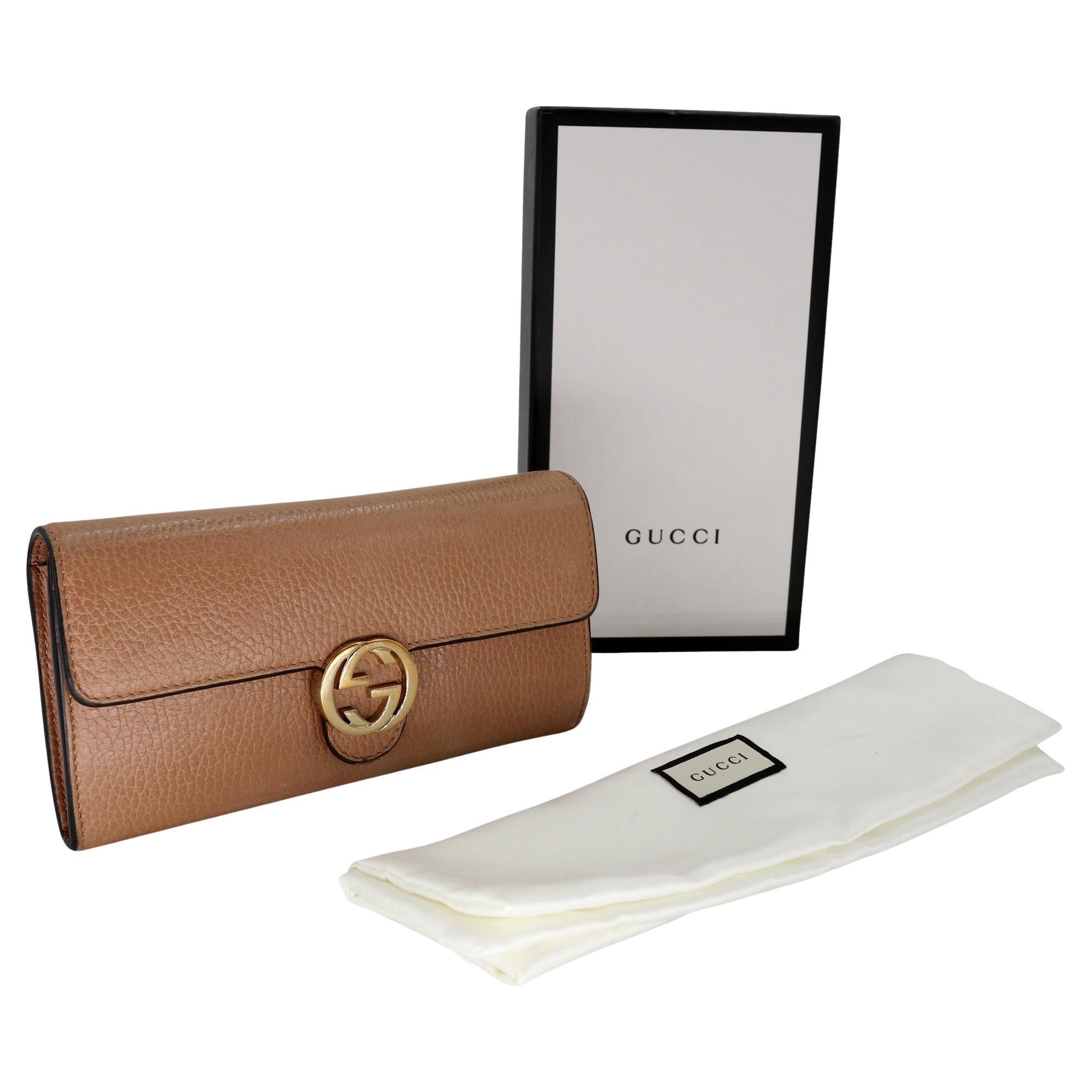 Gucci Interlocking GG Leather Zip Around Long Wallet GG-W1111P-0005 For Sale