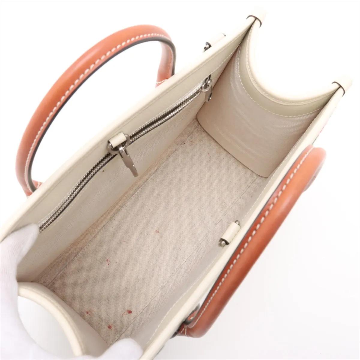 Gucci Logo GG a incastro in tela e pelle a due vie Borsa Tote Avorio x Marrone in vendita 4