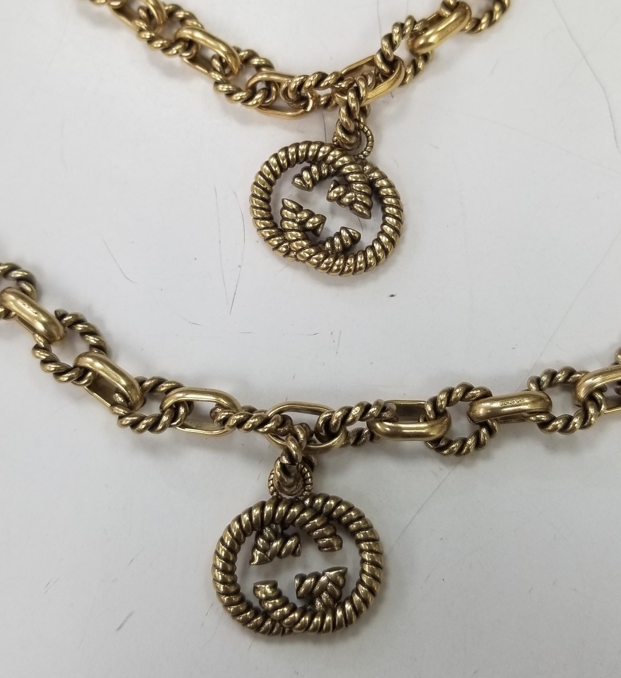 Details
Gucci - The rope-engraved interlocked GG pendant on Gucci's necklace and matching bracelet nods to love knots that have been used in jewellery since the ancient Egyptians as a symbol of everlasting love. It's crafted in Italy from antiqued