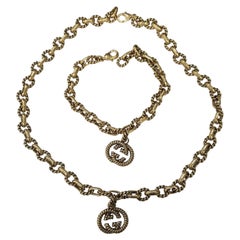 Gucci Interlocking Gg Pendant Necklace and Matching Bracelet