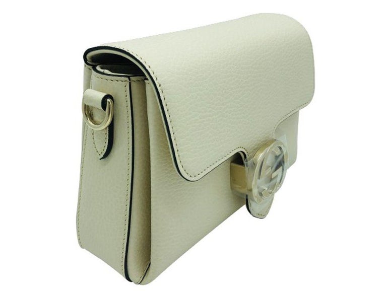 Interlocking leather crossbody bag Gucci Grey in Leather - 31270653