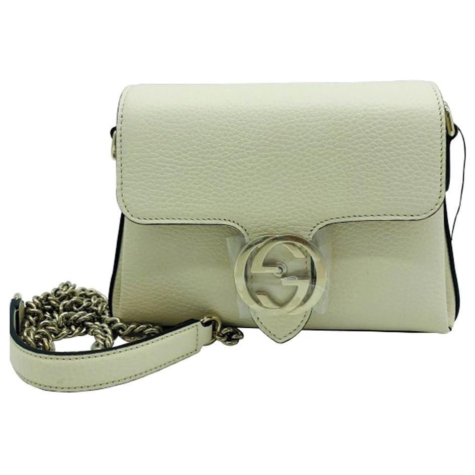 Gucci Interlocking GG Small Crossbody Bag-Cream leather- New For Sale at  1stDibs