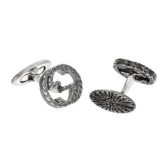 Gucci Interlocking GG Sterling Silver Engraved Cufflinks