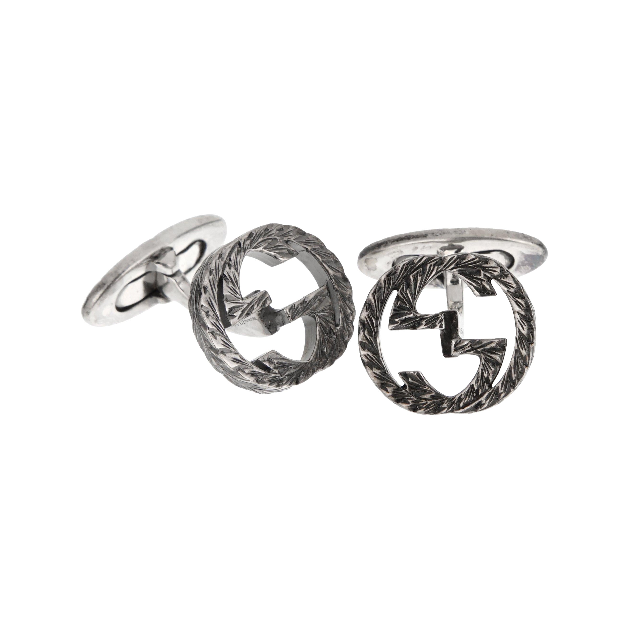 Gemelli da polso Gucci con incisione GG in argento Sterling