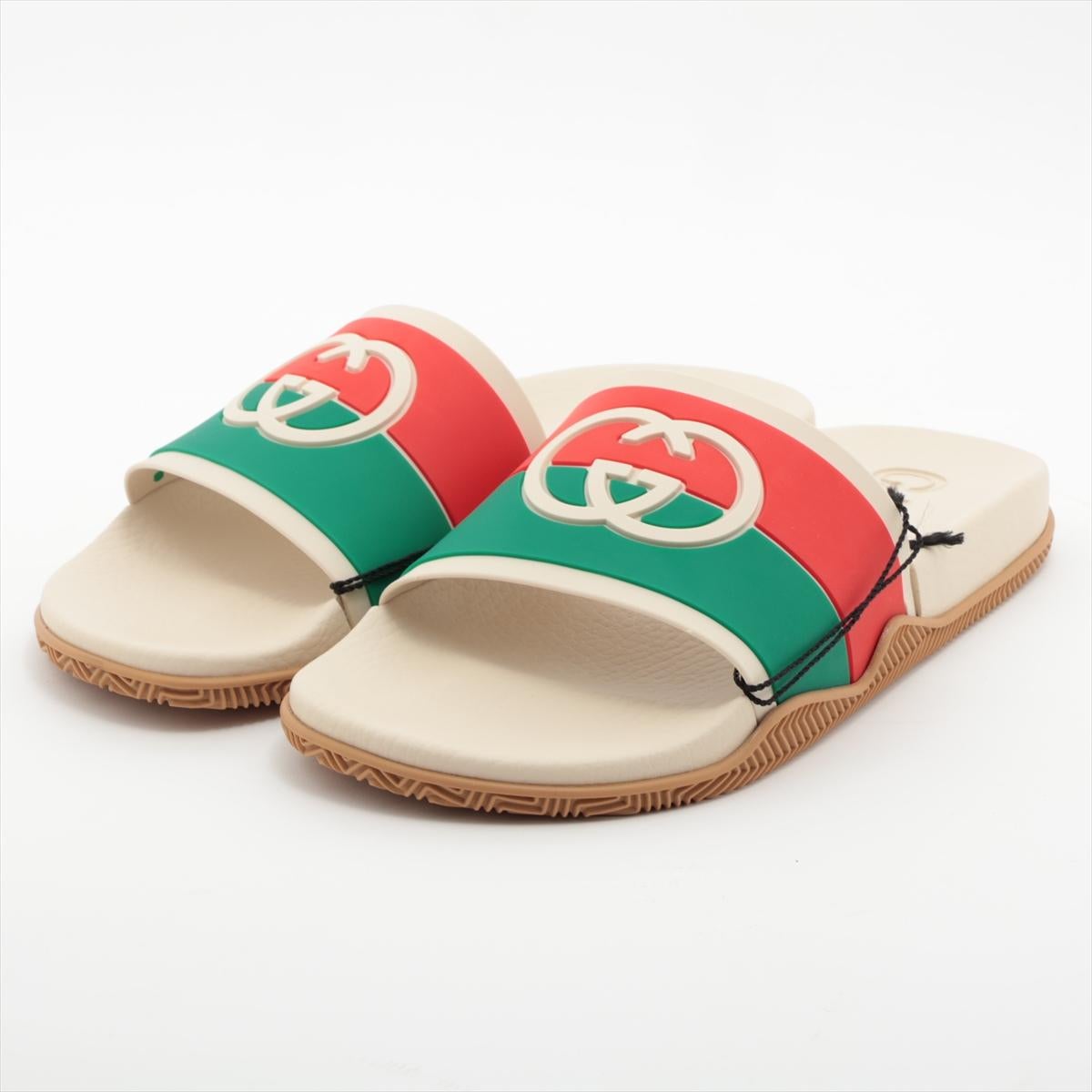 Gucci Interlocking GG Web Rubber Slide White For Sale at 1stDibs