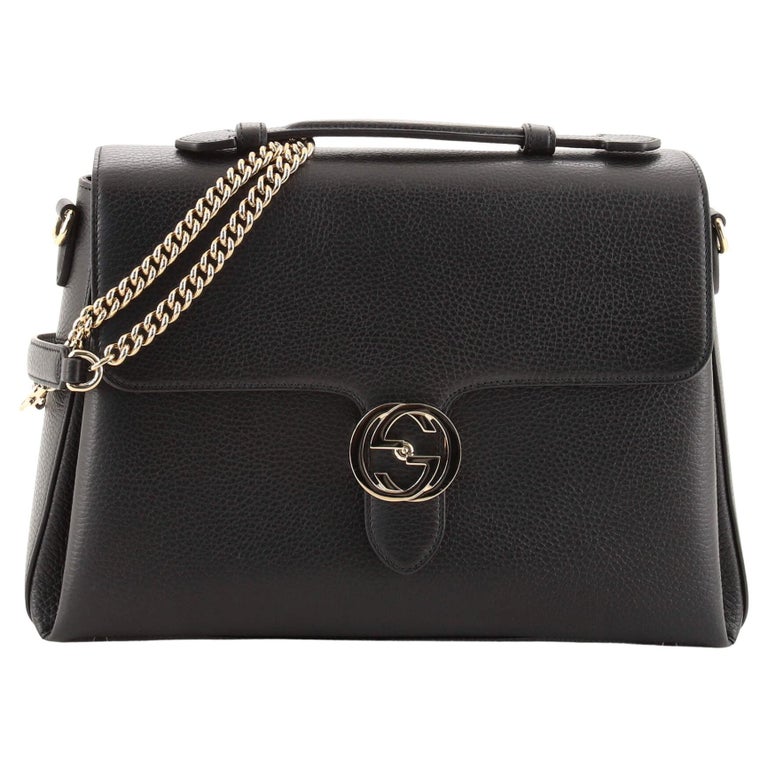 Gucci Interlocking Top Handle Bag (Outlet) Leather Medium at 1stDibs