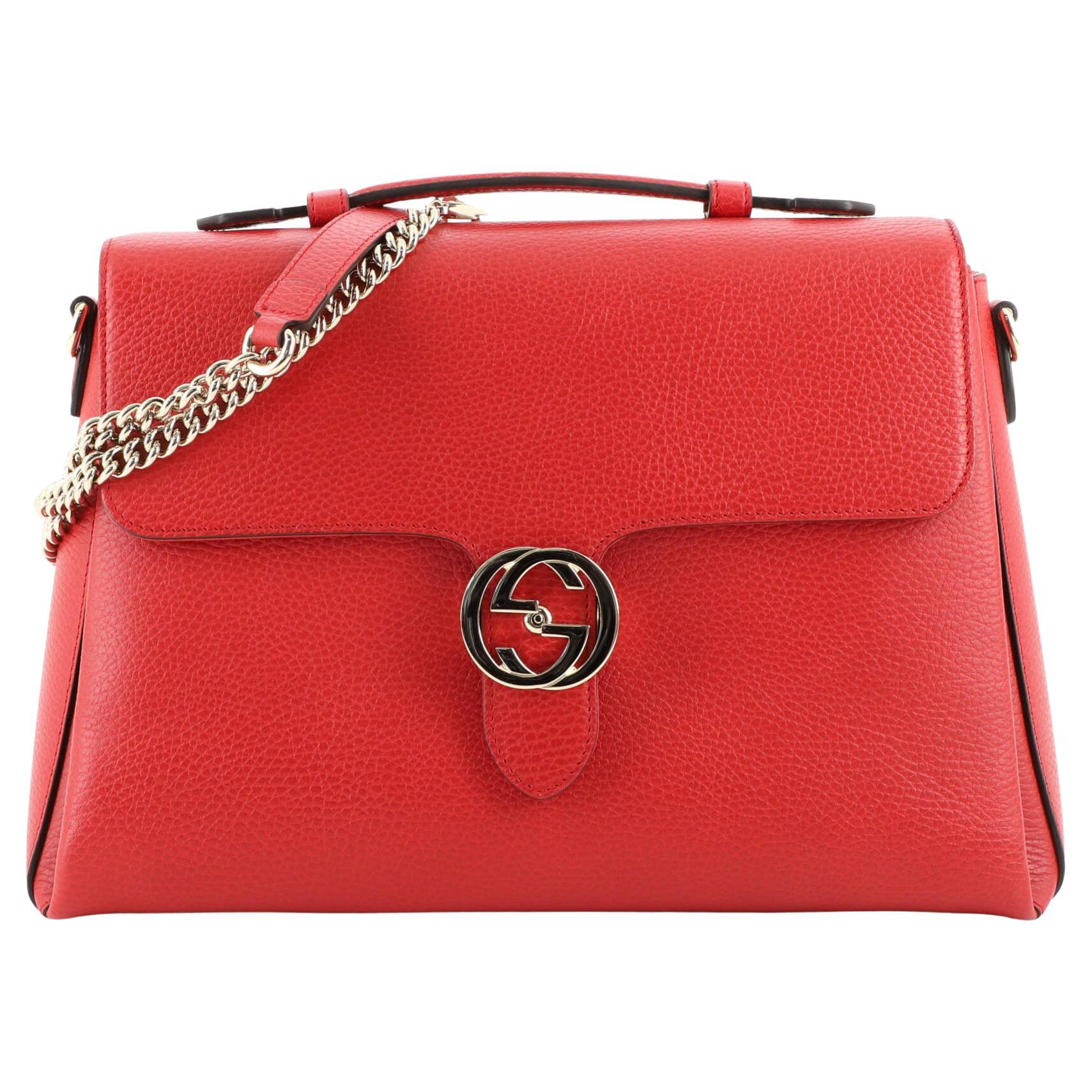 Gucci Interlocking Top Handle Bag (Outlet) Leather Medium For Sale at  1stDibs