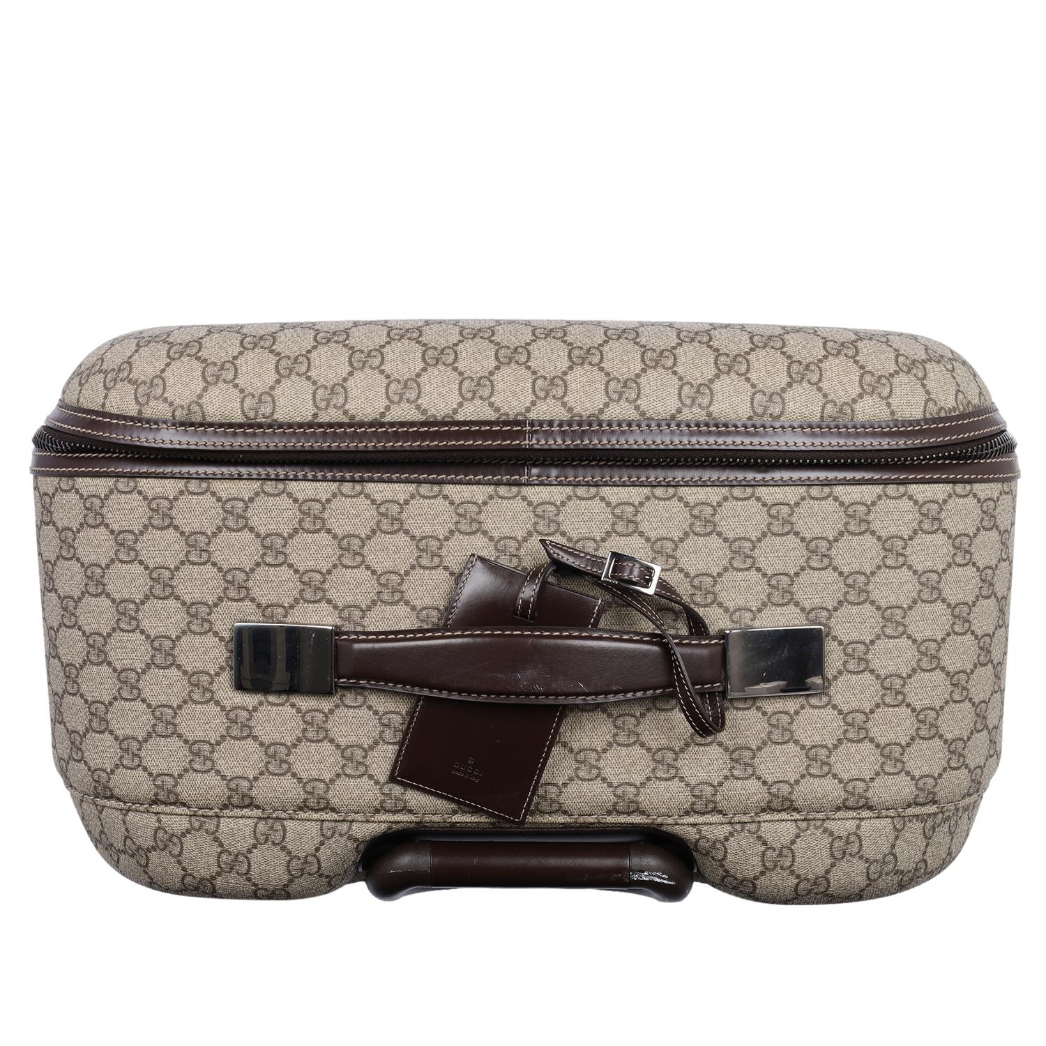 Gucci Interlocking Trolley GG Coated Canvas Rolling Suitcase Brown 5