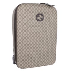 Gucci Interlocking Trolley GG Coated Canvas Rolling Suitcase Brown