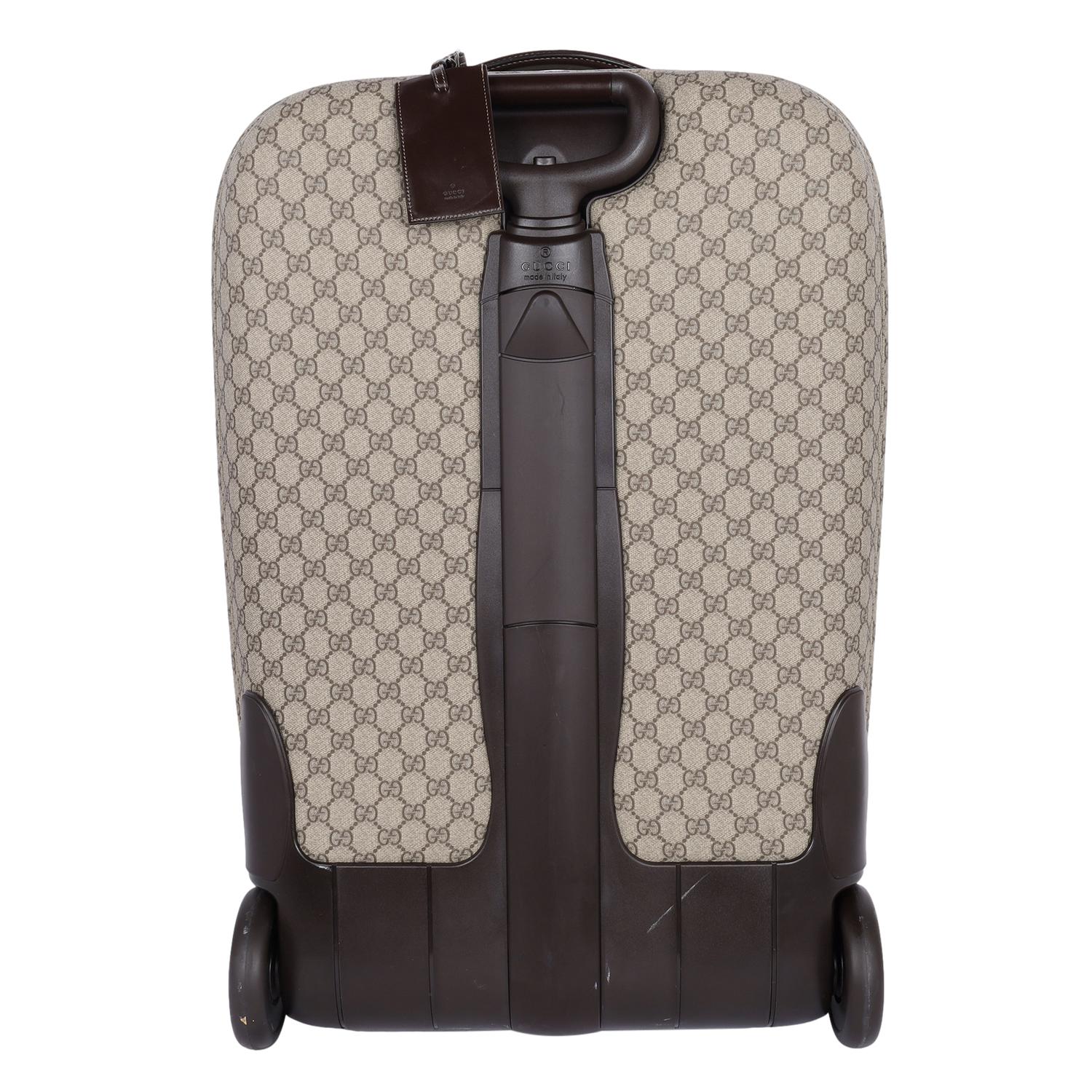 Women's or Men's Gucci Interlocking Trolley GG Coated Canvas Rolling Suitcase Brown