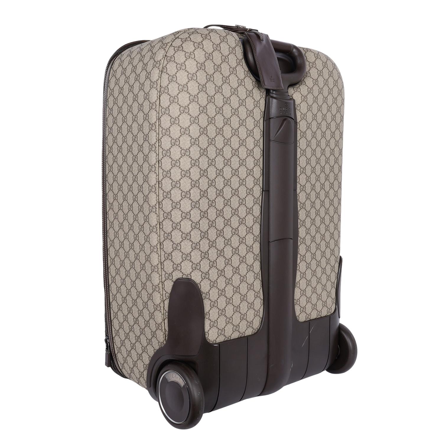 Gucci Interlocking Trolley GG Coated Canvas Rolling Suitcase Brown 1
