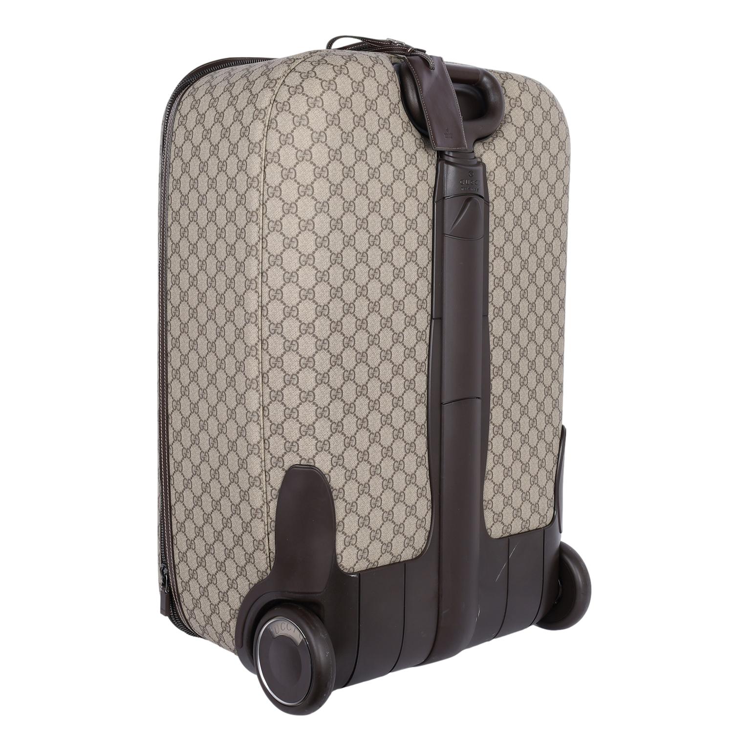 Gucci Interlocking Trolley GG Coated Canvas Rolling Suitcase Brown 2