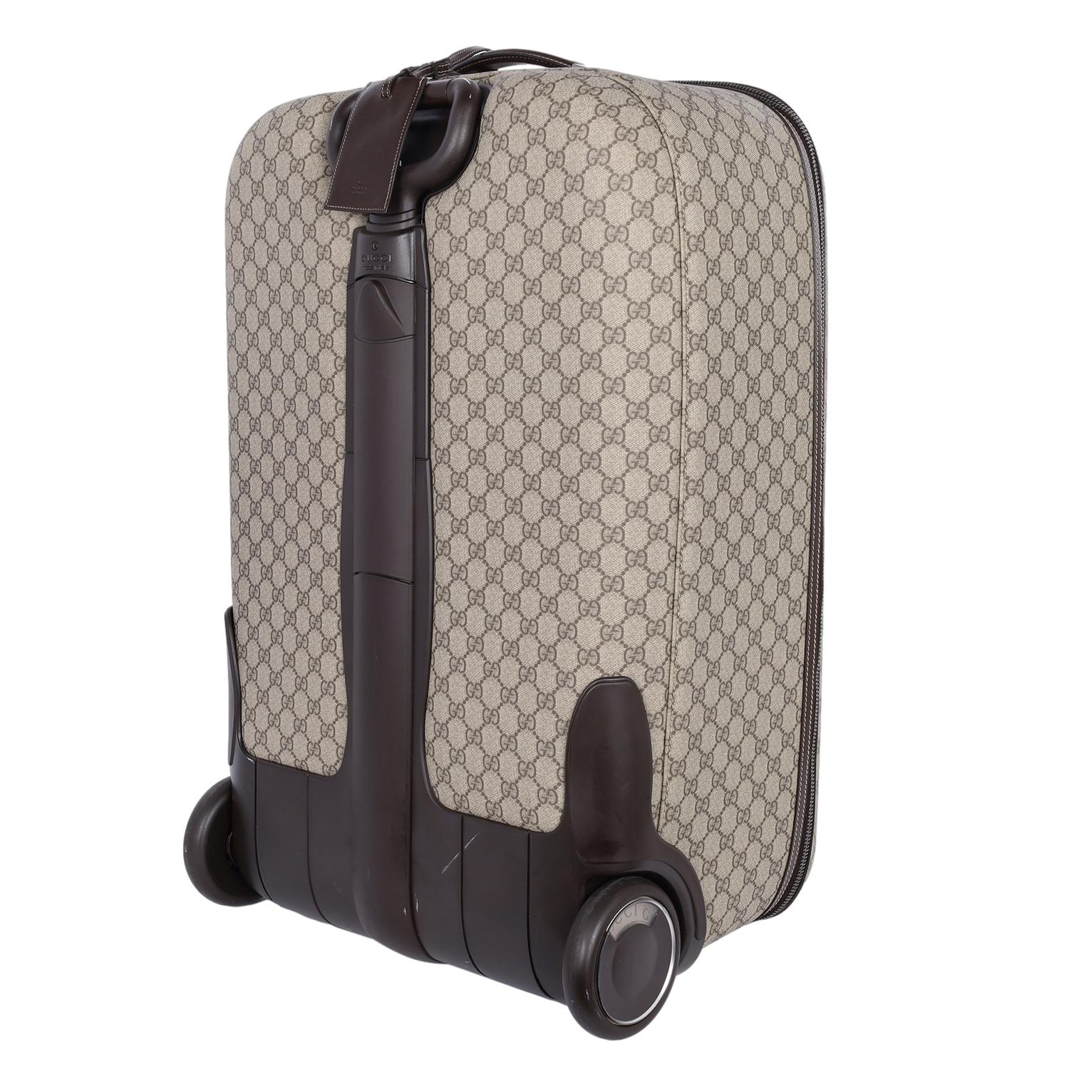 Gucci Interlocking Trolley GG Coated Canvas Rolling Suitcase Brown 3