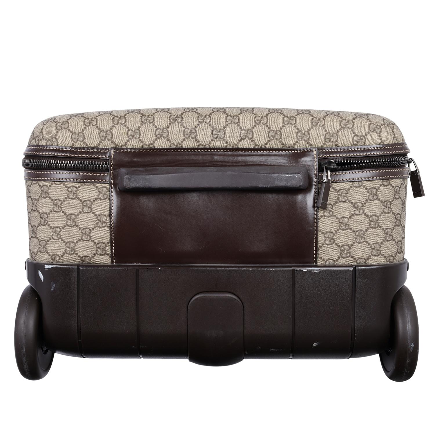 Gucci Interlocking Trolley GG Coated Canvas Rolling Suitcase Brown 4