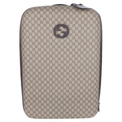 Gucci Interlocking Trolley GG Coated Canvas Rolling Suitcase Brown
