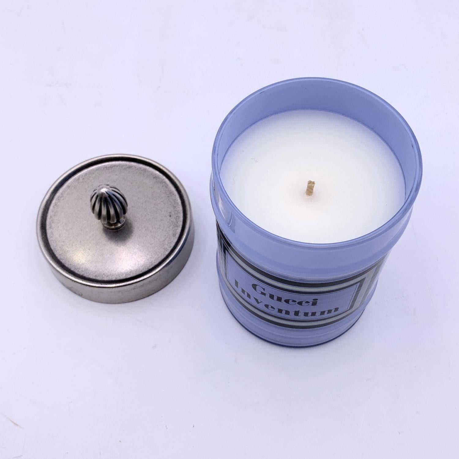 Gucci Inventum Scented Candle Light Blue Murano Glass Jar In Excellent Condition For Sale In Rome, Rome