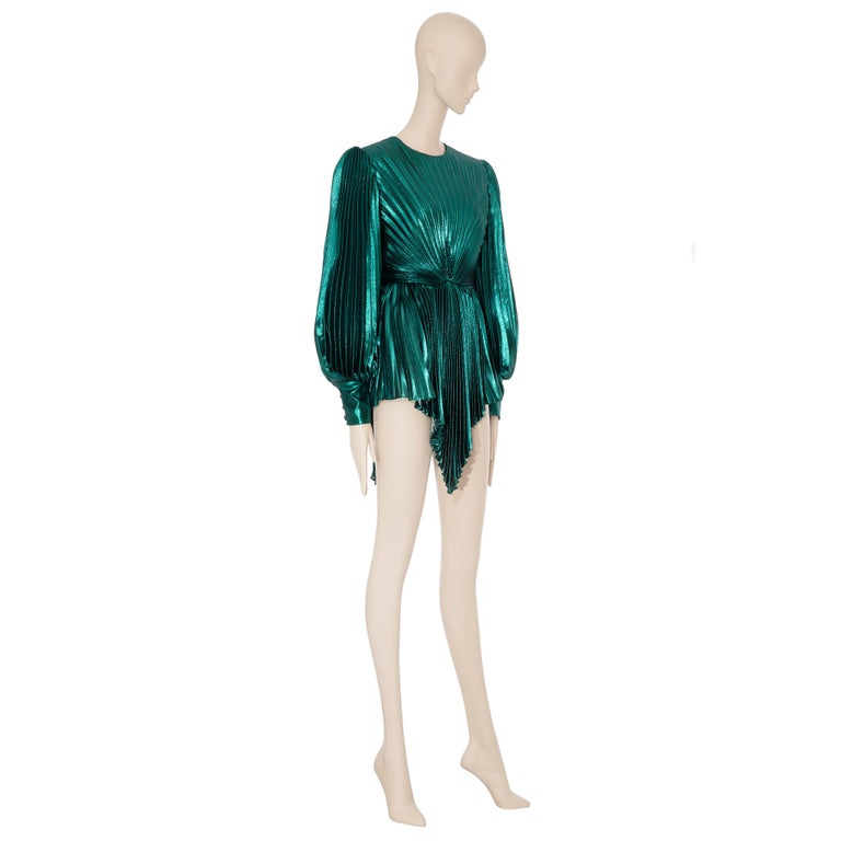 Gucci Iridescent Emerald Green Pleated Silk Blend Mini Dress 38 IT For Sale at 1stDibs Gucci Iridescent Emerald Green Pleated Silk Blend Mini Dress 38 IT For Sale at 1stDibs