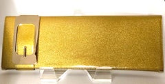 Gucci Iridescent Gold Patent Leather Elongated Clutch with Gold Metal Accents