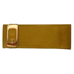 Gucci Iridescent Gold Patent Leather Elongated Clutch with Gold Metal Accents