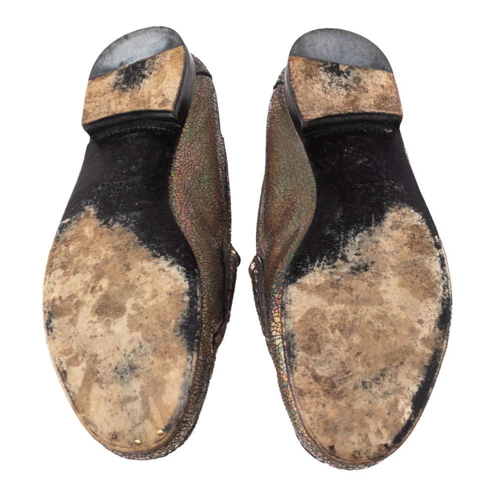 Gucci Iridescent Leather Horsebit Loafers Size 38 1