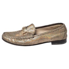 Gucci Iridescent Leather Horsebit Loafers Size 38