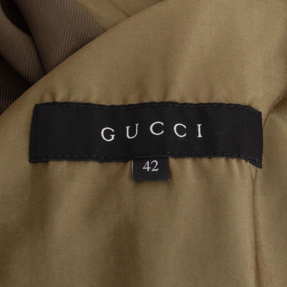 GUCCI - Manteau tressé en polyester vert olive irisé, 42 M Pour femmes en vente