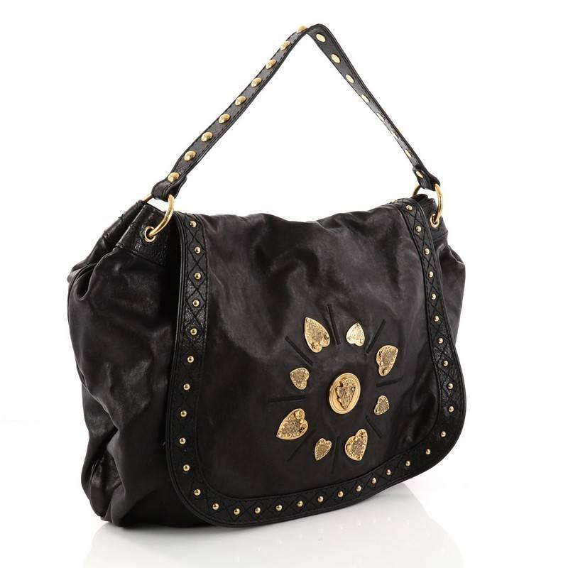 Black Gucci Irina Babouska Shoulder Bag Leather
