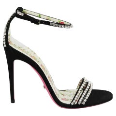 Gucci Isle Crystal Embellished Suede Sandals EU 38 UK 5 US 8 