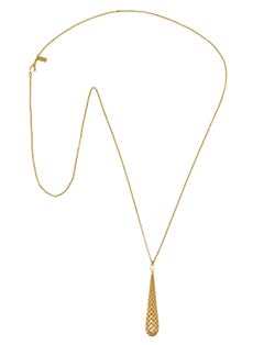 Gucci Italian 18 Karat Yellow Gold Vintage Diamantissima Pampel Drop Necklace