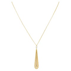 Gucci Italian 18 Karat Yellow Gold Vintage Diamantissima Pampel Drop Necklace