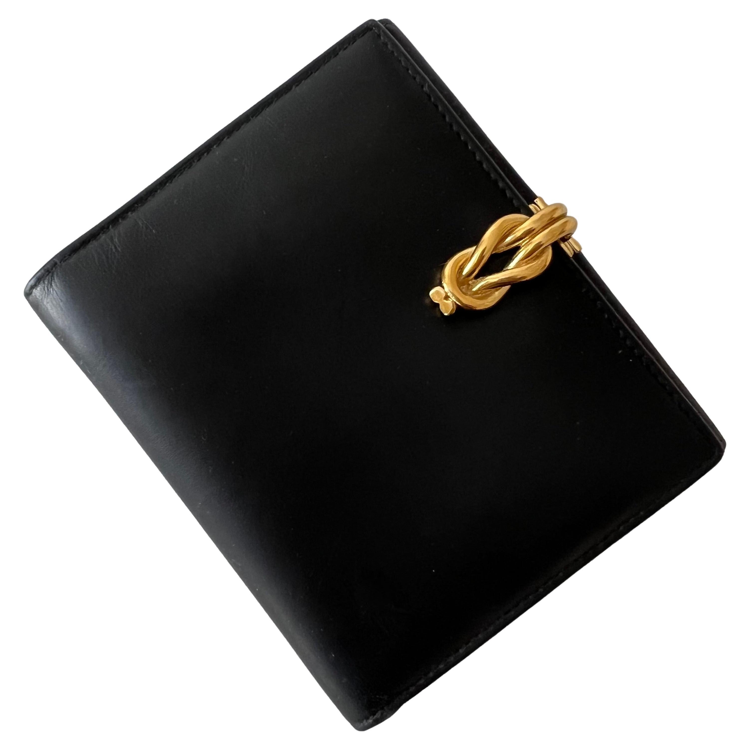 Gucci Italian Leather Wallet with Gold Knott Closure and Coin Holder