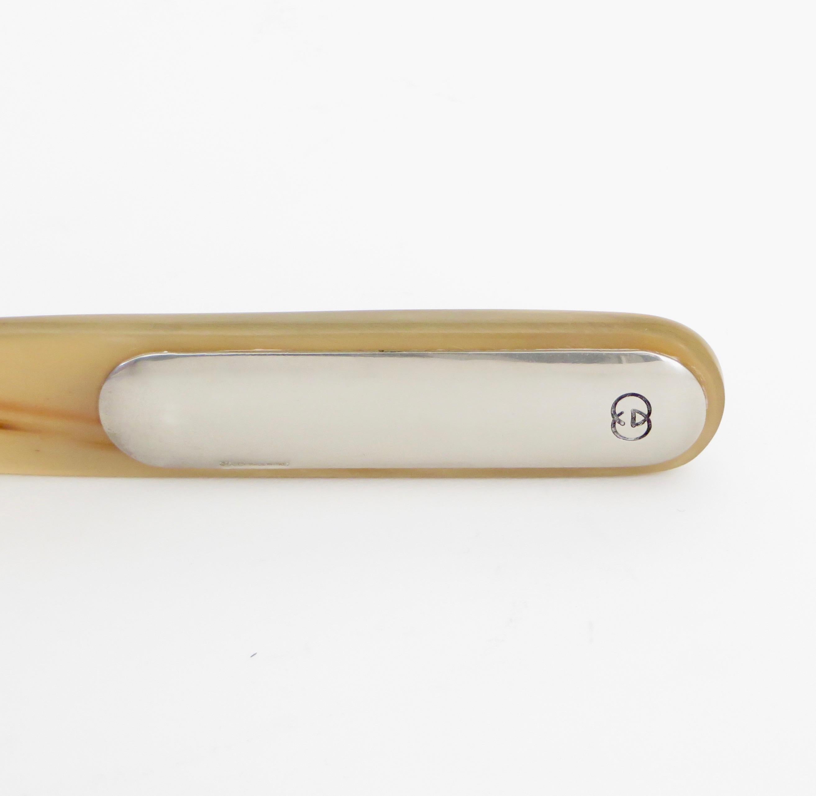 Gucci Italian Silver Plate and Horn Page Turner Letter Opener In Good Condition In Chicago, IL