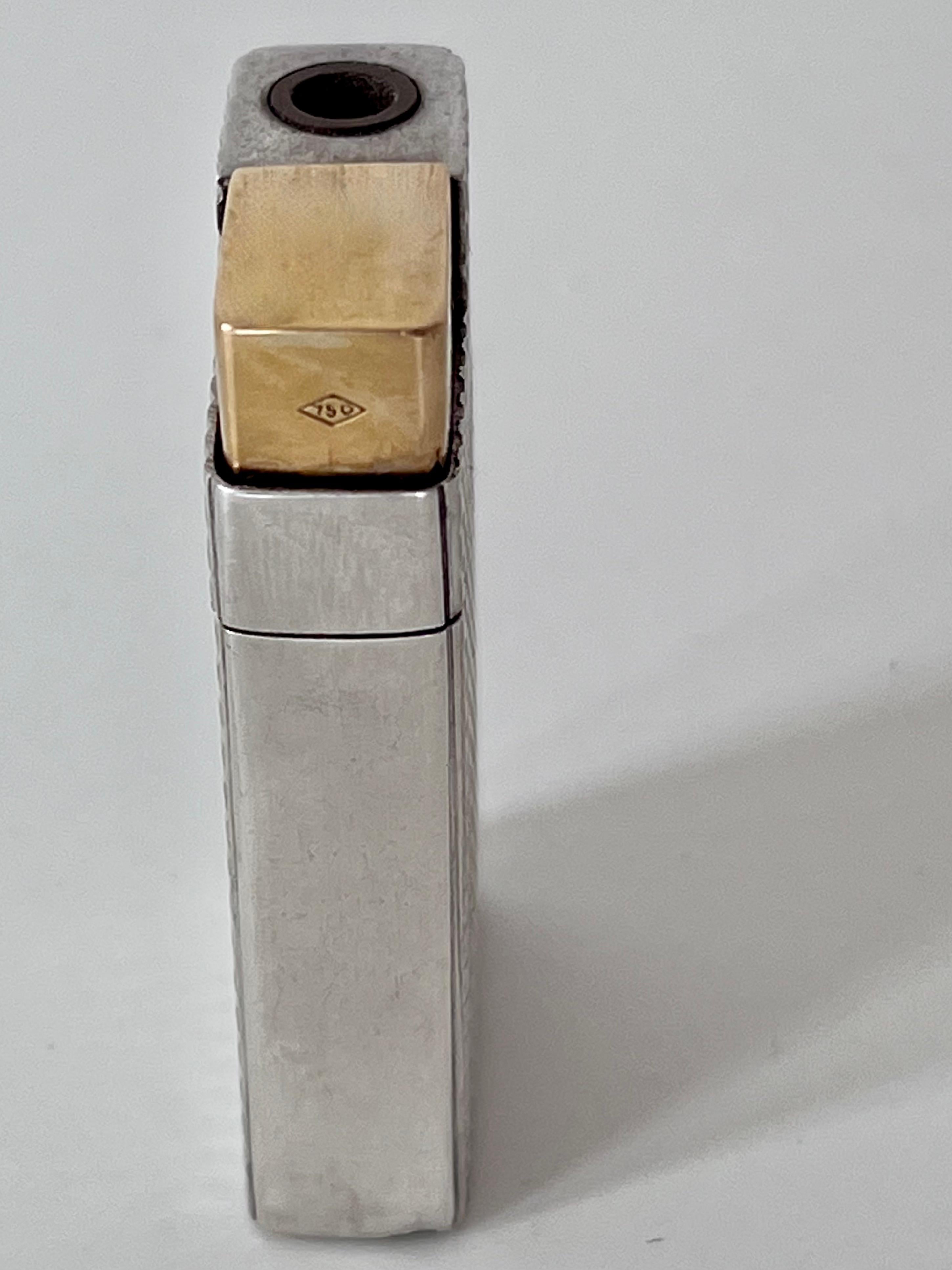 Mid-Century Modern Gucci Italian Sterling Silver and 18 Karat Gold Cigarette or 420 Lighter For Sale
